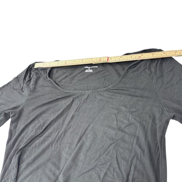 Black Long-Sleeve Midi Dress M Stretchy Viscose Blend - Picture 11 of 13